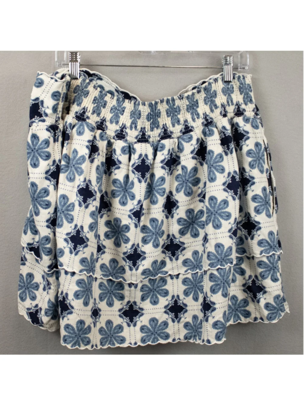 Agua Bendita x Target white blue linen blend tiered mini skirt-XXL
